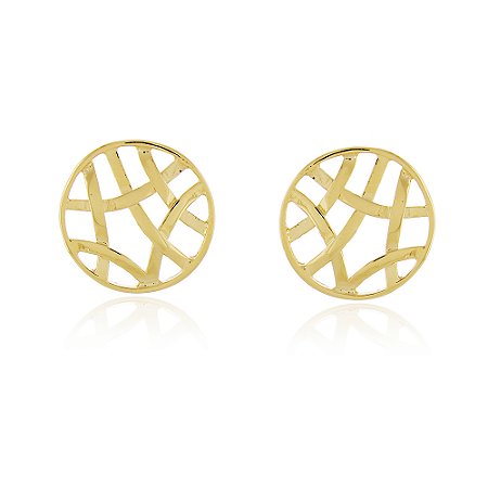 BRINCO REDONDO TRABALHADO FOLHEADO A OURO 18K