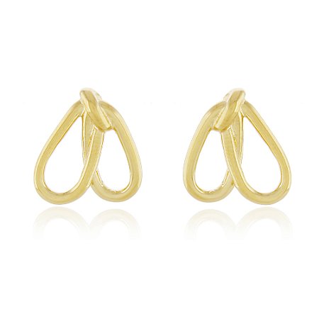 BRINCO COM DUAS PETALAS FOLHEADO A OURO 18K