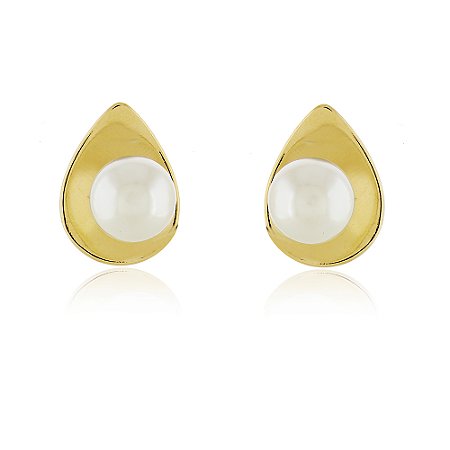 BRINCO CONCHA PÉROLA FOLHEADO A OURO 18K