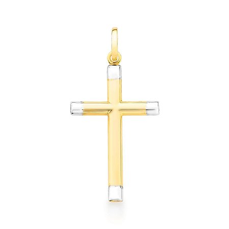 PINGENTE CRUZ LISO MISTO OURO 18K AU91/3/30