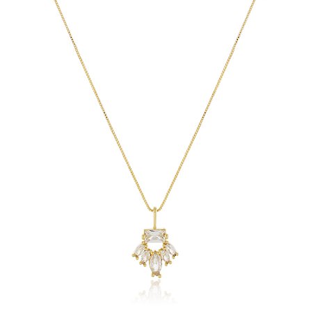 GARGANTILHA CRAVEJADA COM ZIRCONIAS FOLHEADO A OURO 18K