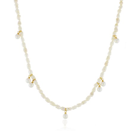 GARGANTILHA PÉROLA DE ARROZ FOLHEADO A OURO 18K