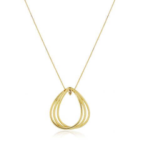 GARGANTILHA 3 GOTAS FIO COM ZIRCONIA FOLHEADO A OURO 18K