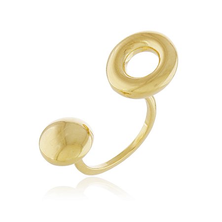 ANEL REDONDO DUPLO REGULÁVEL FOLHEADO A OURO 18K