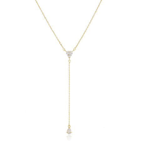 GARGANTILHA GRAVATA COM ZIRCONIA FOLHEADO A OURO 18K