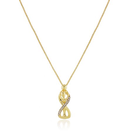 GARGANTILHA COM ZIRCONIAS FOLHEADO A OURO 18K