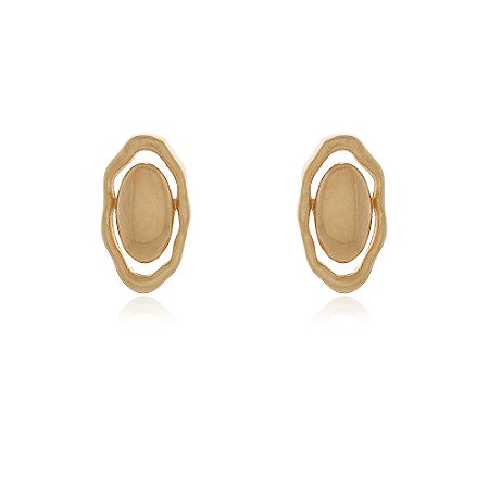 BRINCO OVAL ORGÂNICO FOLHEADO A OURO 18K