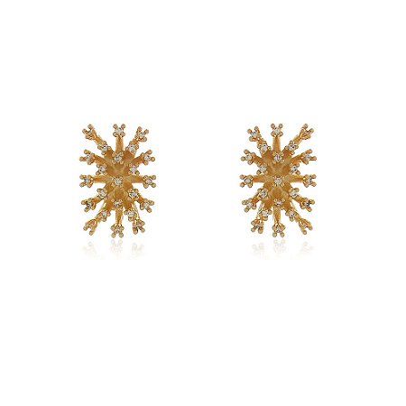 BRINCO CHUVEIRO CRAVEJADO COM ZIRCONIAS FOLHEADO A OURO 18K