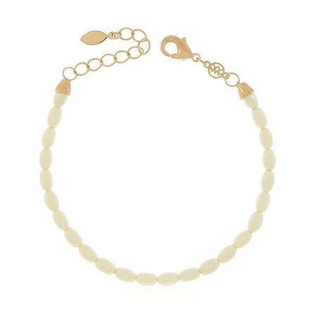 PULSEIRA PÉROLA ARROZ FOLHEADO A OURO 18K