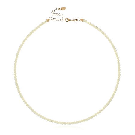 COLAR PÉROLA ARROZ SINTÉTICA FOLHEADO A OURO 18K