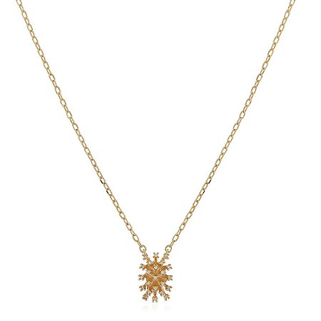 GARGANTILHA CHUVEIRO CRAVEJADO COM ZIRCONIAS FOLHEADO A OURO 18K