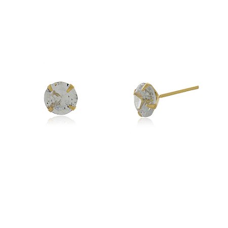 BRINCO SOLITÁRIO ZIRCÔNIA FOLHEADO A OURO 18K