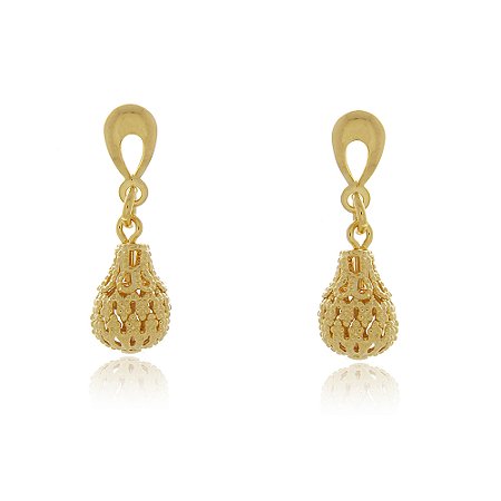 BRINCO BALÃO PENDURADO FOLHEADO A OURO 18K