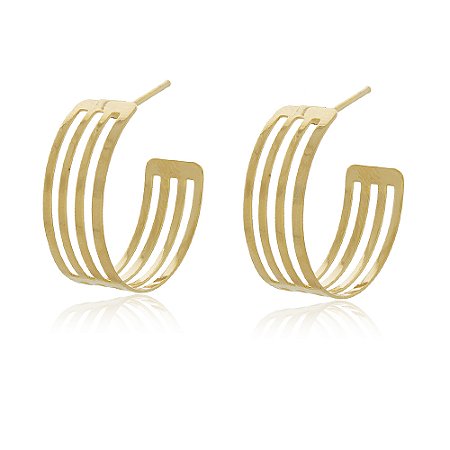 ARGOLA VAZADA TRABALHADA FOLHEADO A OURO 18K