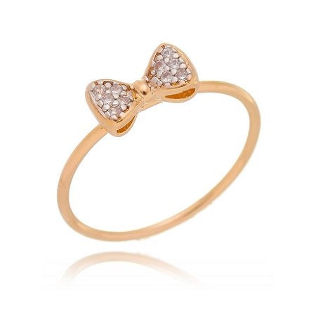 ANEL LAÇO COM ZIRCONIAS FOLHEADO A OURO 18K