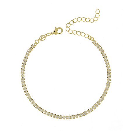 PULSEIRA FOLHEADA A OURO 18K RIVIERA QUADRADO ZIRCÔNIA