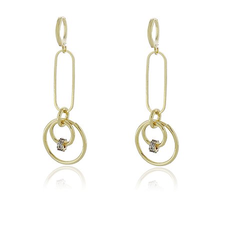 ARGOLA FOLHEADA A OURO 18K COM ELOS VARIADOS COM ZIRCÔNIAS