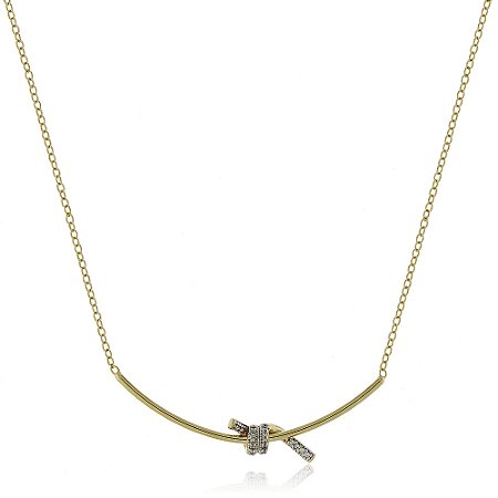 GARGANTILHA FOLHEADA A OURO 18K NÓ DUPLO