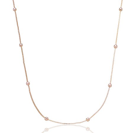 CORRENTE FOLHEADA A OURO 18K BOLINHAS 60cm