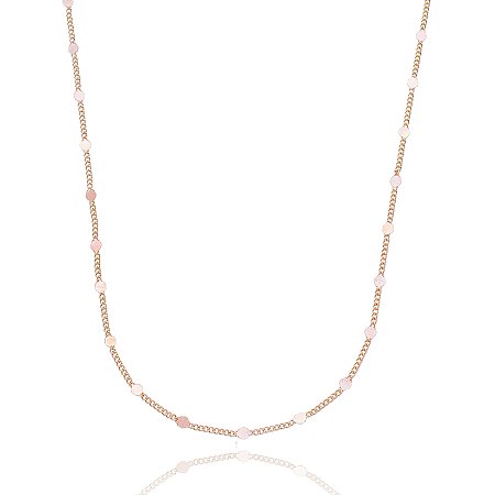 CORRENTE FOLHEADA A OURO 18K BOLINHAS BATIDAS 70cm