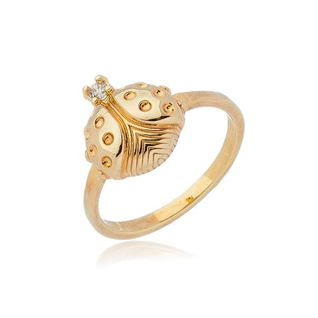 ANEL INFANTIL JOANINHA FOLHEADO A OURO 18K COM ZIRCÔNIA