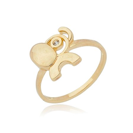 ANEL INFANTIL ELEFANTE FOLHEADO A OURO 18K COM ZIRCÔNIA