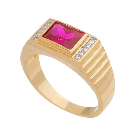 ANEL FOLHEADO A OURO 18K COM ZIRCÔNIAS