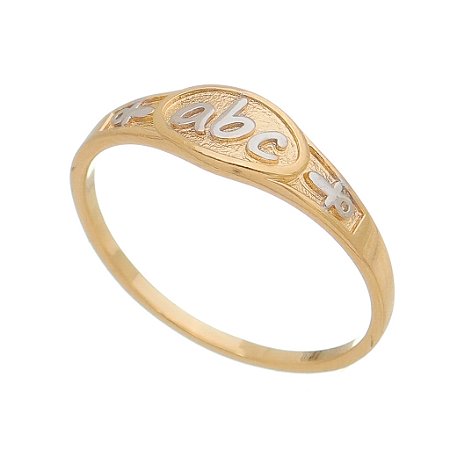ANEL INFANTIL ABC FOLHEADO A OURO 18K COM RÓDIO