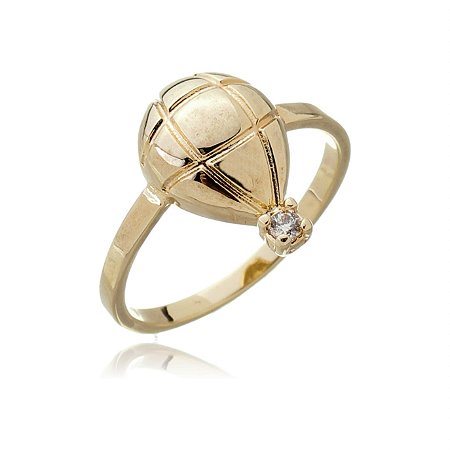 ANEL INFANTIL BALÃO COM ZIRCÔNIA FOLHEADO A OURO 18K