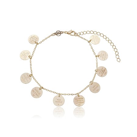 PULSEIRA FOLHEADA A OURO 18K 10 MANDAMENTOS 18 cm