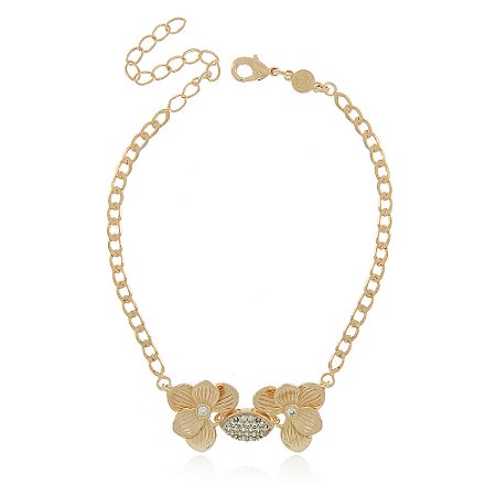 PULSEIRA FOLHEADA A OURO 18K COM ZIRCÔNIAS 18cm