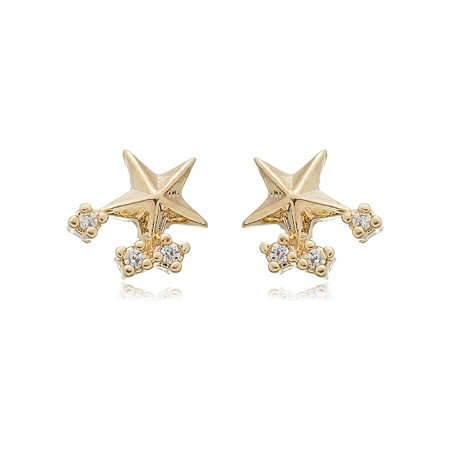 BRINCO ESTRELA INFANTIL COM ZIRCÔNIAS FOLHEADO A OURO 18K