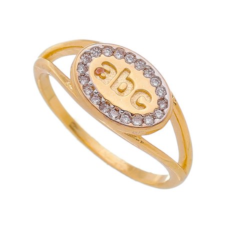 ANEL INFANTIL ABC FOLHEADO A OURO 18K COM ZIRCÔNIAS