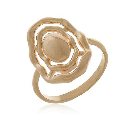 ANEL ORGÂNICO OVAL FOLHEADO A OURO 18K