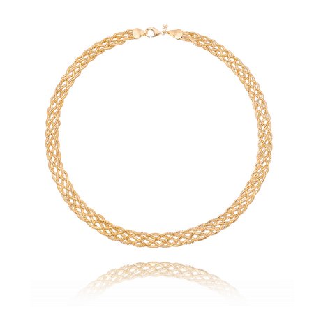 GARGANTILHA TRANÇADA 6 FIOS FOLHEADA A OURO 18K 45cm