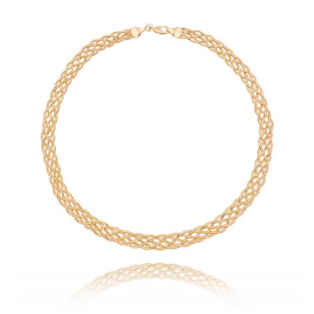 GARGANTILHA TRANÇADA 6 FIOS FOLHEADA A OURO 18K 40cm