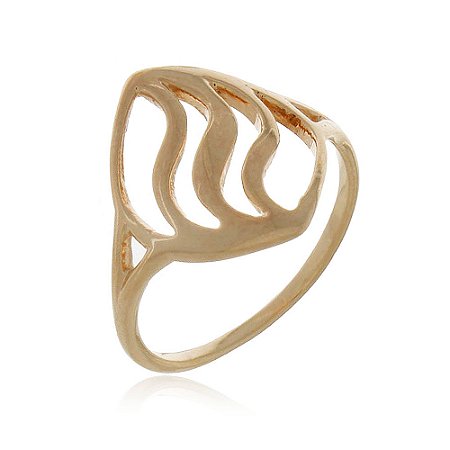 ANEL FOLHA LISA FOLHEADO A OURO 18K