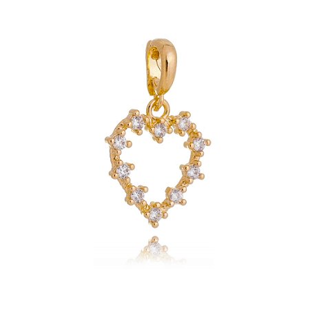 PINGENTE CORAÇÃO COM ZIRCÔNIAS VAZADO FOLHEADO A OURO 18K