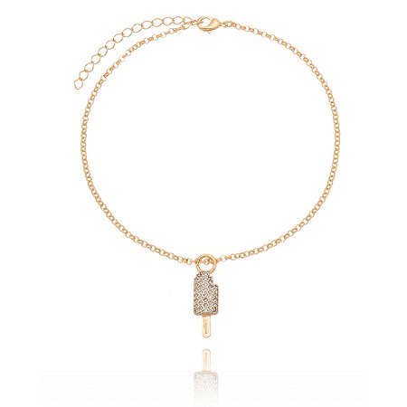 TORNOZELEIRA PICOLÉ FOLHEADA A OURO 18K COM ZIRCÔNIAS