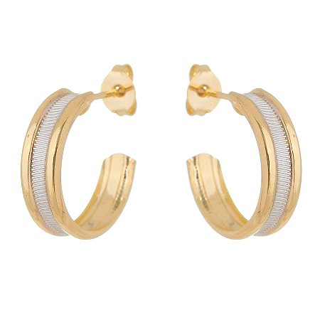 ARGOLA MISTA SEM PEDRAS FOLHEADA A OURO 18K