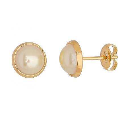 BRINCO PÉROLA FOLHEADO A OURO 18K