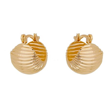 ARGOLA CESTINHA COM LISTAS FOLHEADO A OURO 18K