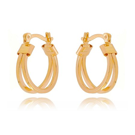 ARGOLA 2 FIOS LISA FOLHEADO A OURO 18K