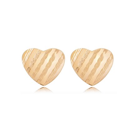 BRINCO CORAÇÃO TRABALHADO FOLHEADO A OURO 18K