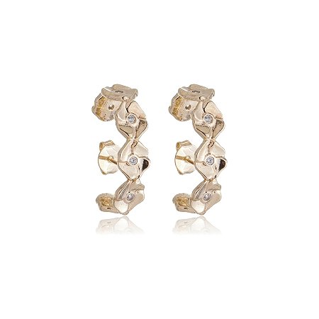 BRINCO EAR CUFF COM ZIRCÔNIAS FOLHEADO A OURO 18K