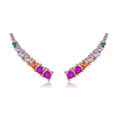 BRINCO COM ZIRCÔNIAS COLORIDAS FOLHEADO A OURO 18K