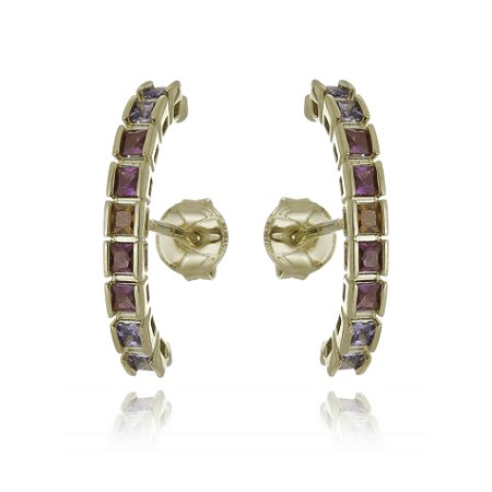 BRINCO EAR HOOK CRAVEJADO COM ZIRCÔNIAS FOLHEADO A OURO 18K