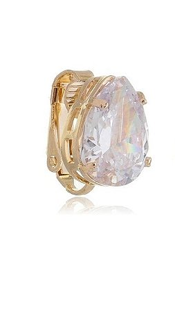 BRINCO GOTA DE PRESSÃO COM ZIRCÔNIA FOLHEADO A OURO 18K - UNIDADE