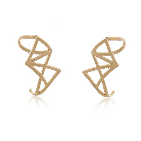 BRINCO EAR CUFF COM LNHAS CAZADAS FOLHEADO A OURO 18K