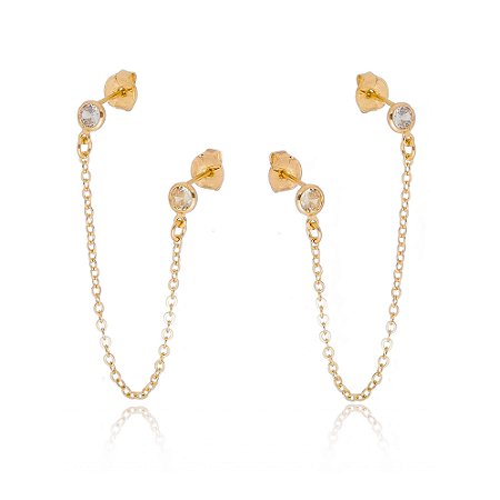 BRINCO CORRENTE COM ZIRCÔNIAS FOLHEADO A OURO 18K